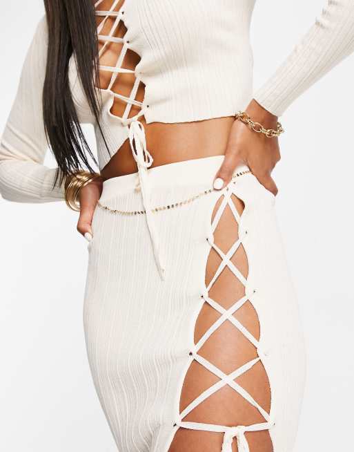 White side lace up hotsell mini skirt