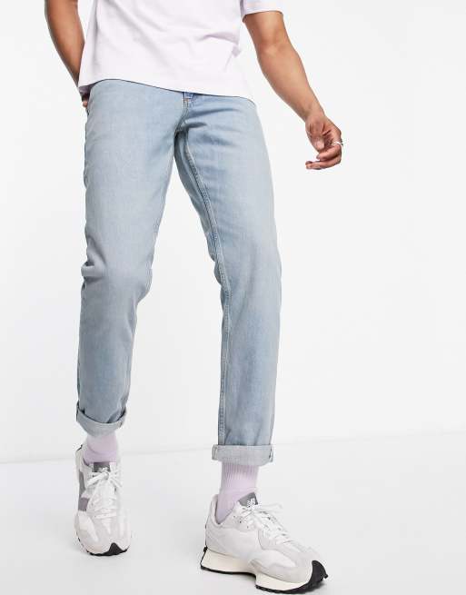 ASOS DESIGN light wash slim jeans in selvedge denim