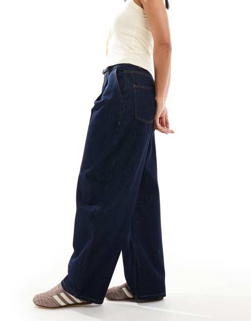 ASOS DESIGN lightweight barrel jeans with belt in soft rinse