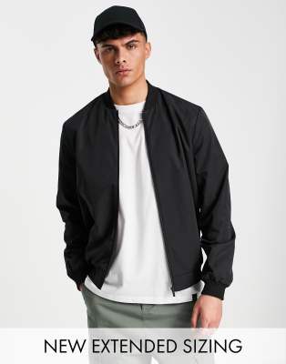 Asos Design Lightweight Oversized Bomber Jacket In Black In Black