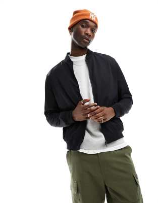 Asos Design Lightweight Oversized Bomber Jacket In Black In Black