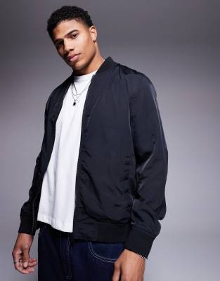 lightweight bomber jacket in black