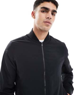 Asos Design Lightweight Bomber Jacket In Black