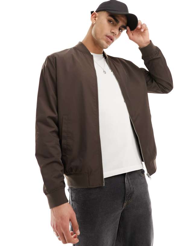 ASOS DESIGN - lightweight bomber jacket in brown