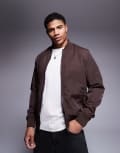 [ASOS DESIGN] ASOS DESIGN lightweight bomber jacket in brown S BROWN