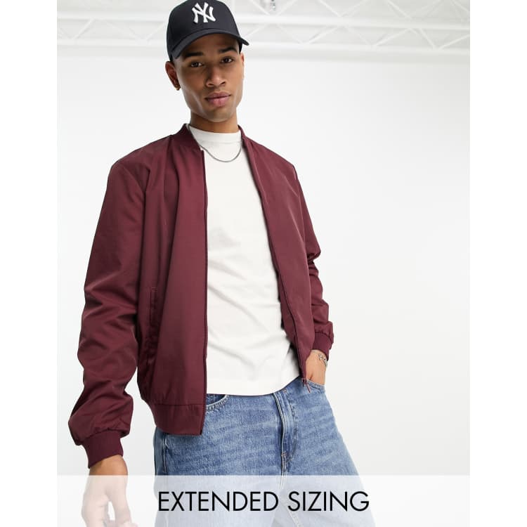 ASOS DESIGN lightweight bomber jacket burgundy | ASOS