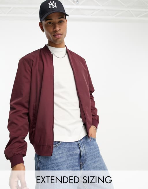 ASOS DESIGN lightweight bomber jacket in burgundy ASOS