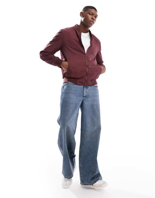 ASOS DESIGN lightweight bomber jacket in burgundy ASOS - Main Image