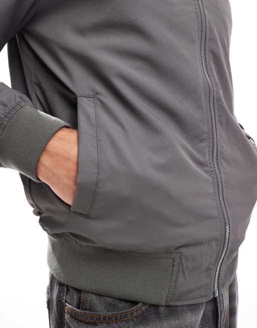 ASOS DESIGN lightweight bomber jacket in gray | ASOS