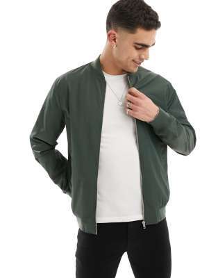 Asos Design Lightweight Bomber Jacket In Green