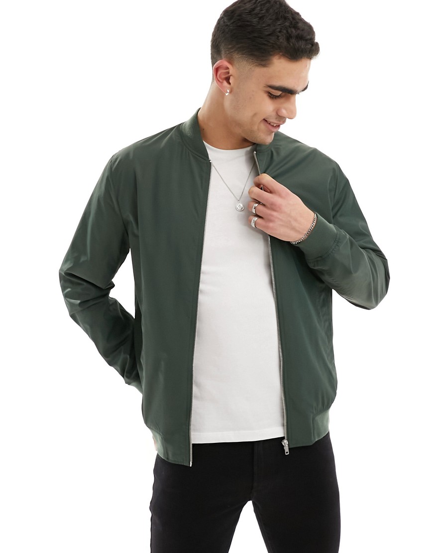 ASOS DESIGN lightweight bomber jacket in green
