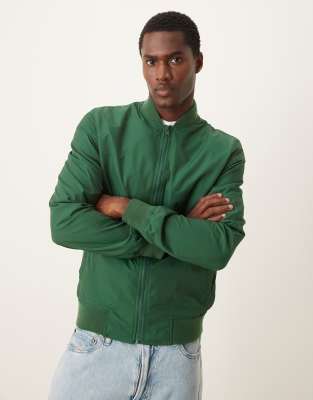 Asos Design Lightweight Bomber Jacket In Green
