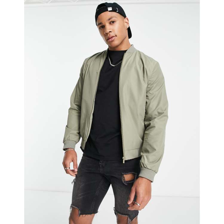 ASOS DESIGN lightweight bomber jacket in green