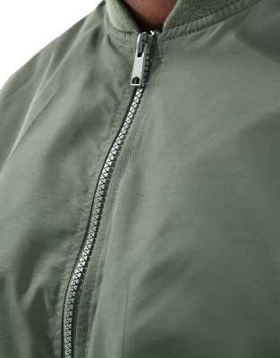 Asos Design Lightweight Bomber Jacket In Green