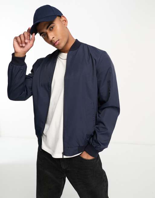 ASOS DESIGN lightweight bomber jacket in navy