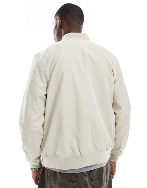 ASOS DESIGN lightweight bomber jacket in stone, 3 of 4