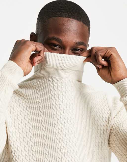 ASOS Design Cable Knit Roll Neck Sweater