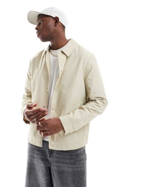 ASOS DESIGN lightweight coach jacket in stone