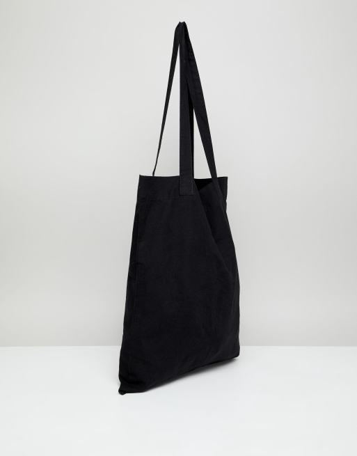 1 x Plain 100% Cotton Black Cotton Shopping Shoulder Tote Bag with