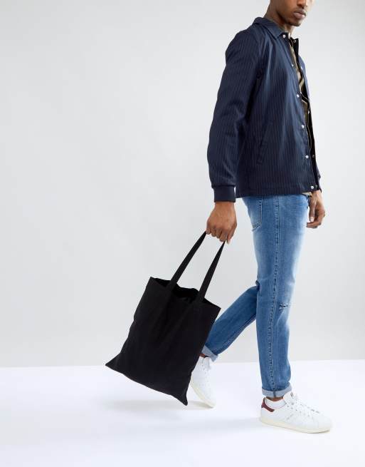 ASOS DESIGN lightweight cotton tote bag in black - BLACK, 3 of 4