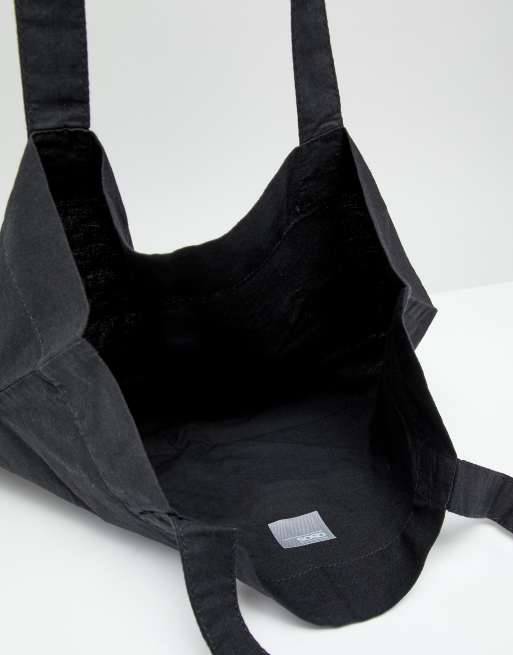 ASOS DESIGN lightweight cotton tote bag in black - BLACK, 4 of 4