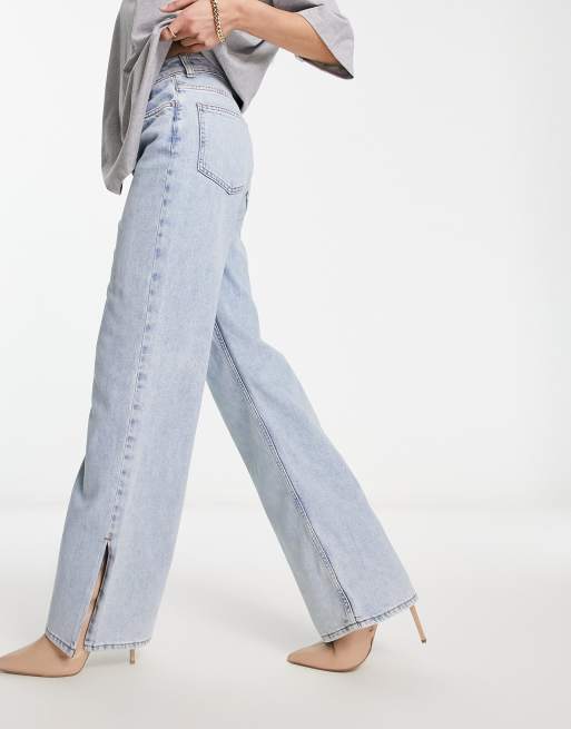 ASOS DESIGN lightweight dad jeans with split in blue | ASOS