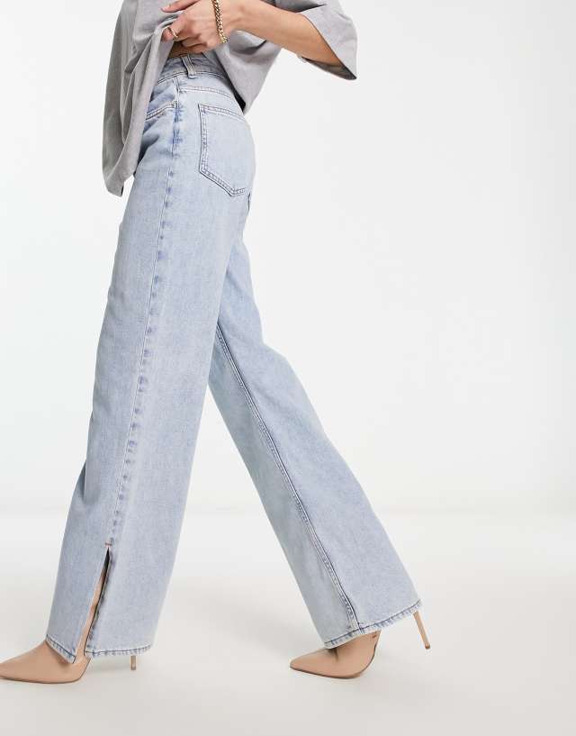 ASOS DESIGN - lightweight dad jeans with split in blue