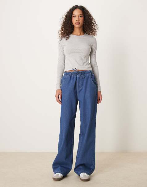 ASOS DESIGN lightweight denim jogger with drawstring waist in blue - view 1