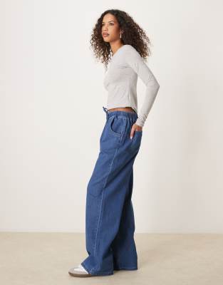 ASOS DESIGN LIGHTWEIGHT DENIM SWEATPANTS WITH DRAWSTRING WAIST 
