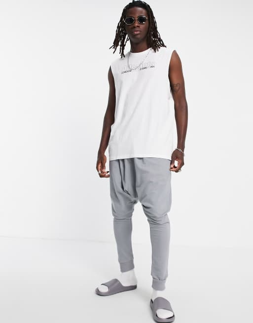 ASOS DESIGN lightweight drop crotch jogger in grey