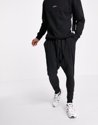 ASOS DESIGN lightweight drop crotch joggers in black ASOS