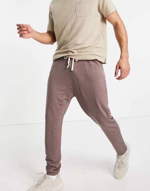 Asos drop crotch joggers with ruched detail and pockets in gray on sale