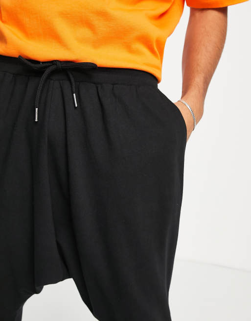 ASOS DESIGN lightweight drop crotch sweatpants in black, 4 of 4