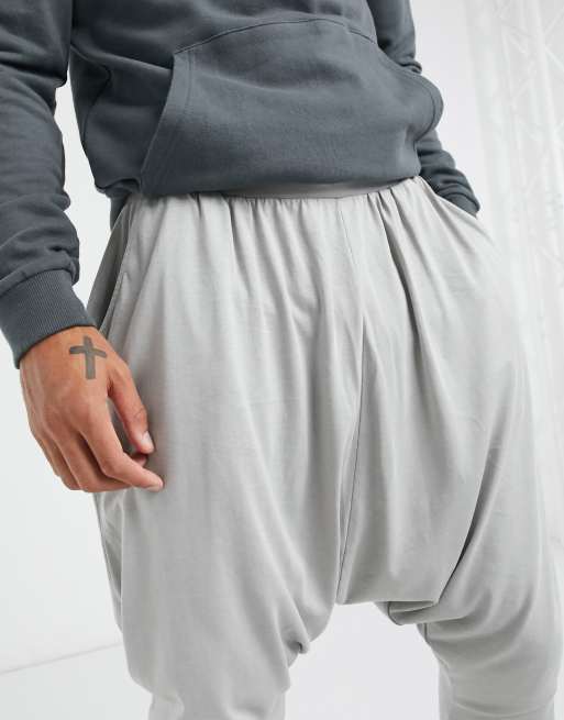 Asos drop crotch joggers with ruched detail cheap and pockets in gray