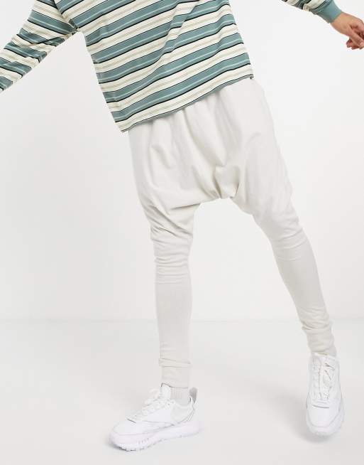 Asos drop crotch joggers with ruched detail and pockets in gray outlet