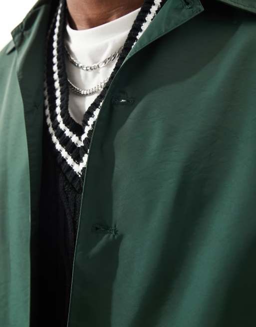 ASOS DESIGN lightweight harrington jacket in dark green, 3 of 4