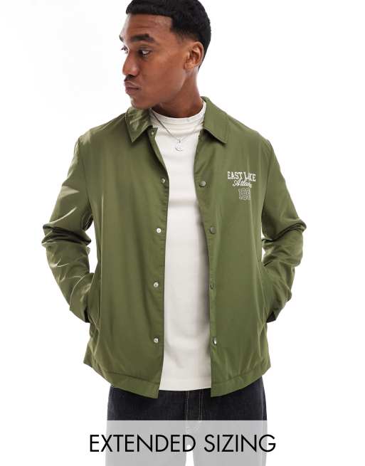 ASOS DESIGN lightweight harrington jacket with back print in green