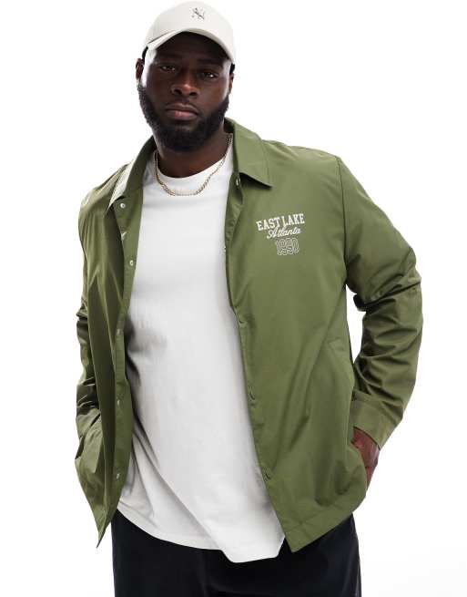 ASOS DESIGN lightweight harrington jacket with back print in green ASOS