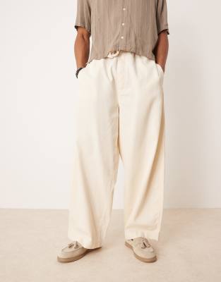 Asos Design Lightweight Herringbone Parachute Pants In Neutral