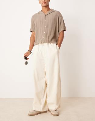 Asos Design Lightweight Herringbone Parachute Pants In Neutral