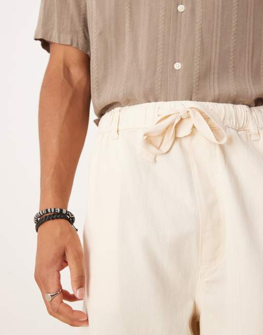 ASOS DESIGN lightweight herringbone parachute pants in ecru, 5 of 5