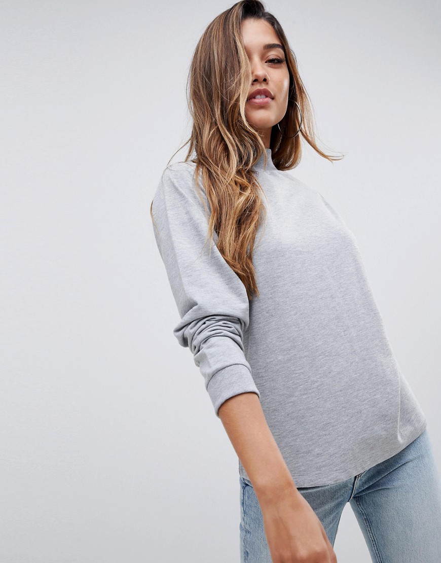 ASOS DESIGN lightweight high neck sweatshirt in grey