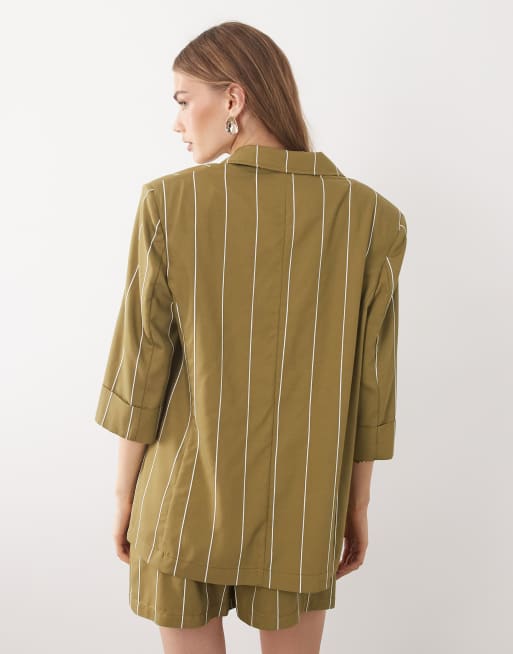 ASOS DESIGN lightweight jacket in olive stripe , 4 of 4