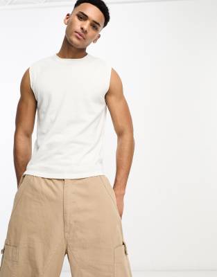 Asos Design Lightweight Knit Cotton Tank Top In White