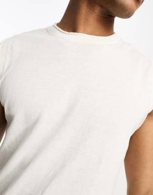 Asos Design Lightweight Knit Cotton Tank Top In White