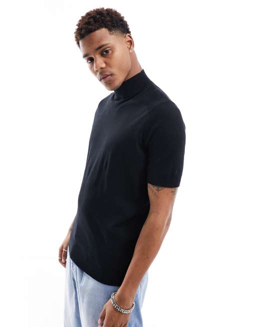 Roll neck outlet cotton tops mens