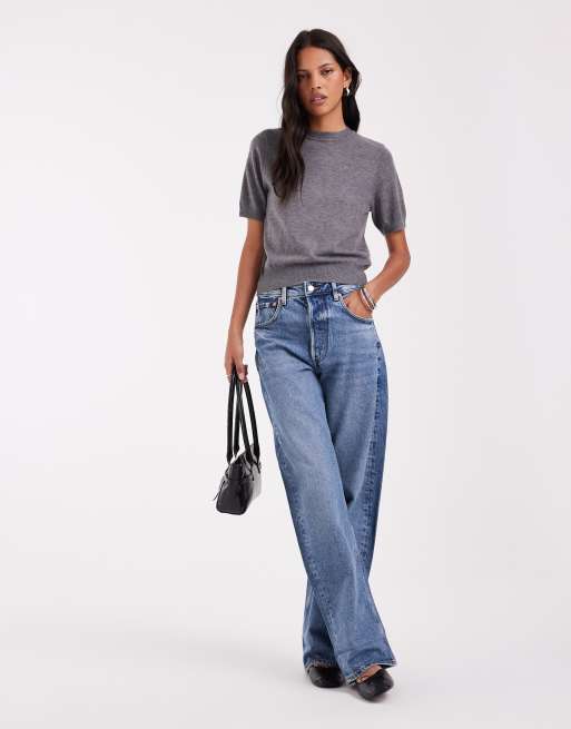 ASOS DESIGN lightweight knit tee co-ord in grey marl, 2 of 4