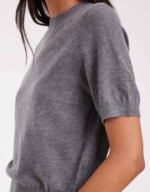 ASOS DESIGN lightweight knit tee co-ord in grey marl, 4 of 4