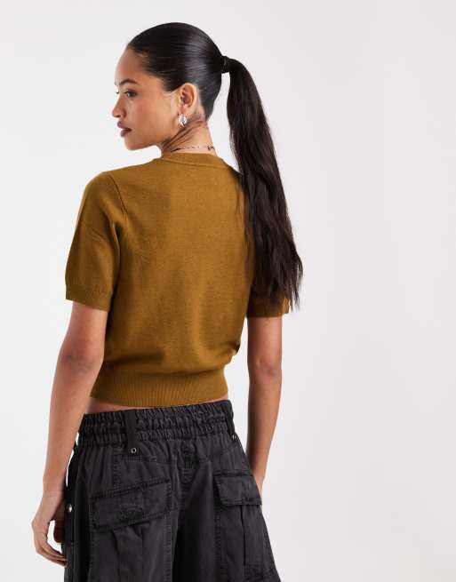ASOS DESIGN lightweight knit tee in olive, 4 of 4
