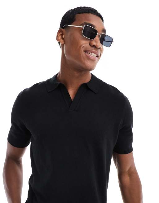 Lightweight black polo shirt deals